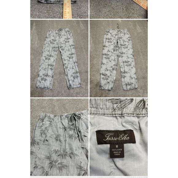TASSO ELBA ISLAND Womens DRAWSTRING PANTS sz medium gray tropical trouser - Picture 1 of 12